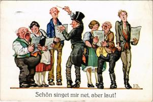 1934 Schön singet mir net, aber laut! / German choir humour art postcard (EK)