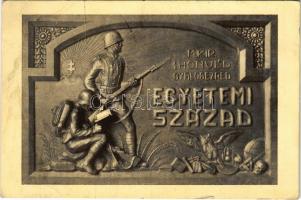 M. kir. 1. honvéd gyalogezred egyetemi század / Hungarian military memorial art postcard (fa)