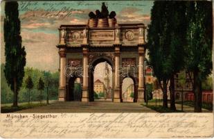 1903 München, Munich; Siegestor / Victory Gate. Lith. u. Druck Georg Brunner litho (EK)