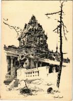 Budapest I. A kiégett várkupola; Második világháború utáni romok s: Pfannl Egon (EK)