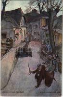 Heimweg vom Heurigen / Austrian drunk humour art postcard. B.K.W.I. Nr. 2282. s: Alfred Gerstenbrand (EK)
