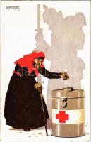 WWI German and Austro-Hungarian K.u.K. military art postcard, Red Cross charity fund s: Suchodolski (non PC)