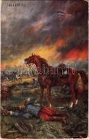 1915 Hilferuf / WWI Austro-Hungarian K.u.K. military art postcard, injured soldier with horse. B.K.W.I. 259-31. (EK)