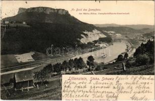 1904 Lilienstein (Sächsische Schweiz), An Bord des Dampfers: der Sächs.-Böhm. Dampfschiffahrts-Gesellschaft / general view, steamship. Orig.-A. Hugo Engler + Luxusfahrt (EK)