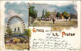 1898 Wien, Vienna, Bécs II. Gruss aus dem k.k. Prater / amusement park. L.V. Endersische Kunstanstalt Nr. 303. Art Nouveau (EK)