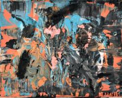 Korniss jelzéssel: Örvénylés. Olaj, vászon, sérült. 30x40 cm