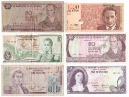 Kolumbia 1970-2005. 2P-1000P (6xklf) T:I-III Colombia 1970-2005. 2 Pesos - 1000 Pesos (6xdiff) C:UNC-F