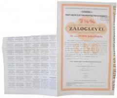 Budapest 1927. "Pesti Hazai Első Takarékpénztár-Egyesület" 7 1/2%-os Záloglevél 500$-ról, szárazpecséttel, bélyegzésekkel, szelvényekkel T:II