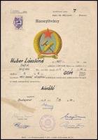 1953-1973 Rákosi- és Kádár-címeres bizonyítványok, 3 db