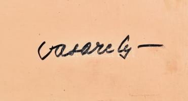 Vasarely jelzéssel: Zebrák. Olaj, farost, teteje kissé sérült, 59×64 cm