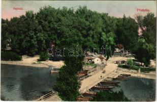 1911 Pöstyén, Piestany; hajóhíd. Kaiser Ede kiadása / pontoon bridge
