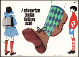 1966 Villamosplakát: A mikroporózus gumitalp hajlékony vízálló, 23×33 cm