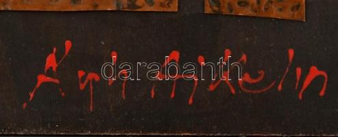 Ágh Ajkelin Lajos (1907-1995): Női portré. Vörösréz, olaj, fatábla. Jelzett, hátoldalán autográf fel...