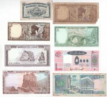 Libanon 1942-2001. 8db-os bankjegy tétel, közte 1942. 5p T:I-IV Lebanon 1942-2001. 8pcs of banknotes, including 1942. 5 Piastres C:UNC-G