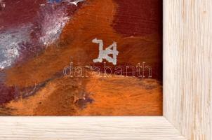 KI (?) monogrammal: Viharos táj. Olaj, karton, fa keretben. 35x50 cm