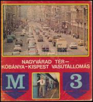 1980 M3 - Nagyvárad tér - Kőbánya-Kispest vasútállomás. Bp., Athenaeum, 31 p. Kissé kopott papírkötésben, A budapesti észak-déli (M3-as) metróvonal ismertető prospektusa rövid történeti áttekintéssel, a második (Nagyvárad tér--Kőbánya-Kispest) szakasz egyes állomásainak ismertetésével és egyéb érdekességekkel