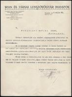 1932 Bp., Wein és Társai Lenszövőgyár Budafok fejléces levélpapírjára írt levél