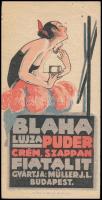 Blaha Lujza púder, krém, szappan fiatalít, gyártja: Müller Budapest számolócédula