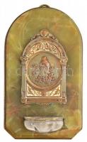 1912 Fali szenteltvíz tartó márvány, bronz. hátoldalán feliratozott Nagyvárad 1912 aug. 29. 20x12 cm
