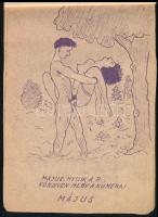 cca 1930 Erotikus "naptár", sokszorosított grafikákkal, szöveggel