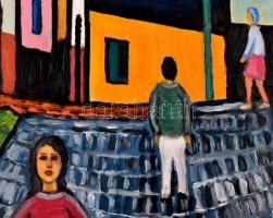 Klie Zoltán (1897-1992): Szentendrei utca. Olaj, farost, jelzett. Hátoldalán Képcsarnok Vállalat cím...