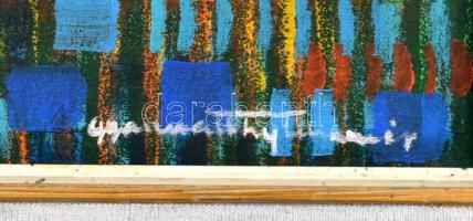 Gyarmathy Tihamér jelzéssel: Kompozíció. Olaj, papír. Dekoratív fa keretben. 37x43 cm