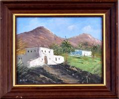 MCP jelzéssel: Hegyvidéki táj. Olaj, vászon. Kissé sérült fa keretben. 20x24 cm