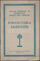1932 Dombóvár, Magyar Zománcmű és Fémárugyár Perczel Béla, Bonyhád, zománctábla árjegyzék, 12p