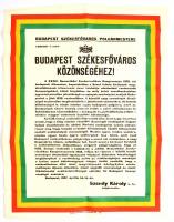 1937 Bp., Budapest székesfővárosához intézett hirdetmény a XXXIV. Nemzetközi Eucharisztikus Kongresszus megrendezésével kapcsolatban, hajtott, 61,5×47 cm