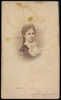 cca 1860 Erzsébet királyné (1837-1898), Sisi, keményhátú fotó, foltos, 10,5×6 cm / Empress Elisabeth of Austria (1837-1898), photo with stain