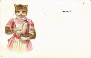 1899 Cat with pie. litho (EM)