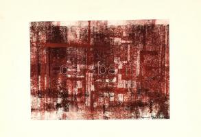 Gyarmahy Tihamér 1964 jelzéssel: Vörösben. Vegyes technika, papír. Paszpartuban. 20,5x28,5 cm