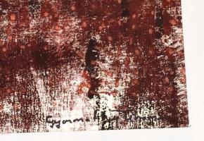 Gyarmahy Tihamér 1964 jelzéssel: Vörösben. Vegyes technika, papír. Paszpartuban. 20,5x28,5 cm