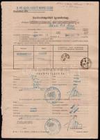 1943-1944 Szántó Pál, a M. Kir. 109/20. Kisegítő Munkás Század (Esztergomtábor) tagjának kéthetes szabadságolási igazolványa, az előírást felülbírálva sárga karszalag nélkül (ritka), pecsételve, aláírva