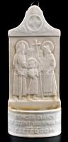 1938 Drasche Bencés diákok Szent Urunknak 1038-1938 porcelán szenteltvíz tartó Szent István motívummal. Jelzéett, kopásokkal  17 cm