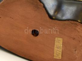 Art deco női félakt szobor, mázas kerámia, jelzés nélkül, alján címkével és számmal hibátlan m: 25 c...