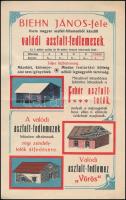 1913 Dés, Brugovitz József dési (Erdély) vaskereskedő okmánybélyeggel ellátott számlája, hátoldalán dekoratív, szecessziós, színes tetőfedő aszfalt termékismertetővel
