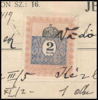 1913 Dés, Brugovitz József dési (Erdély) vaskereskedő okmánybélyeggel ellátott számlája, hátoldalán ...