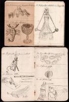 cca 1910 100 db bűvésztrükköt bemutató könyvecske, kézzel írva és rajzolva, 62p