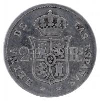 Spanyolország 1859. 2R Ag II. Izabella T:3 Spain 1859. 2 Reales Ag Isabel II C:F Krause KM#607.3