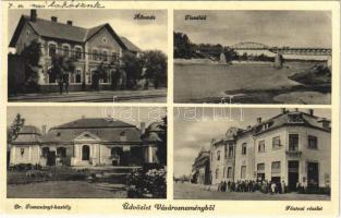1938 Vásárosnamény, Vasútállomás, Tisza híd, Dr. Tomcsányi kastély, Fő utca, üzlete (EK)