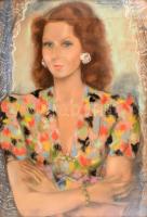 Kliené Róna Klára (1901-1987): Női arckép, 1946. Pasztell, papír. Üvegezett fa keretben. 68×48 cm