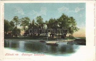 Magyaróvár, Mosonmagyaróvár; Kálnoki rév, komp, csónak. A. Kumpf felvétele és kiadása (EK)