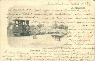 1905 Nagymágocs, Cs.-Mágocs; Iparvasút, vonat, gőzmozdony (EK)