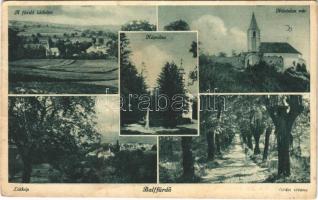 1939 Balf (Sopron), látkép, kápolna, Névtelen vár, látkép, erdei sétány + "SOPRON - GYŐR 58. SZ. A" vasúti mozgóposta bélyegző (EK)