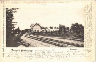 1903 Fonyód, Fonyód-fürdőtelep; Vasútállomás, gőzmozdony, vonat. Gerő Zs. kiadása
