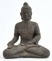 Ülő Buddha. Faragott kő szobor. Jelzés nélkül. m: 19,5 cm