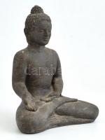 Ülő Buddha. Faragott kő szobor. Jelzés nélkül. m: 19,5 cm