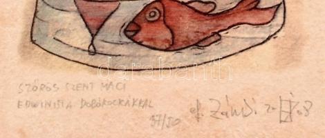 ef.Zámbó István (1950-): Szőrös szent maci edwinista dobókockákkal, 2003. Computer print, merített p...