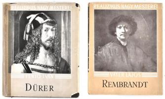 Realizmus Nagy Mesterei sorozat 2 kötete:   Fenyő Iván: Dürer. Bp., 1955., Képzőművészeti Alap. Kiadói félvászon-kötés, kiadói javított, szakadt papír védőborítóban.;   Vajer Lajos: Rembrandt. Bp., 1955., Képzőművészeti Alap. II. kiadás. Kiadói félvászon-kötés, kiadói papír védőborítóban.;